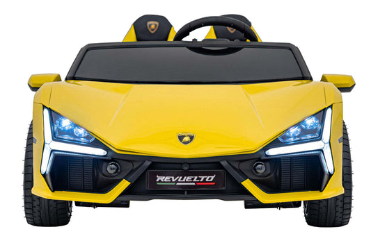 Żółty elektryczny pojazd Lamborghini Revuelto XL dla dzieci z LED światłami i realistycznym designem