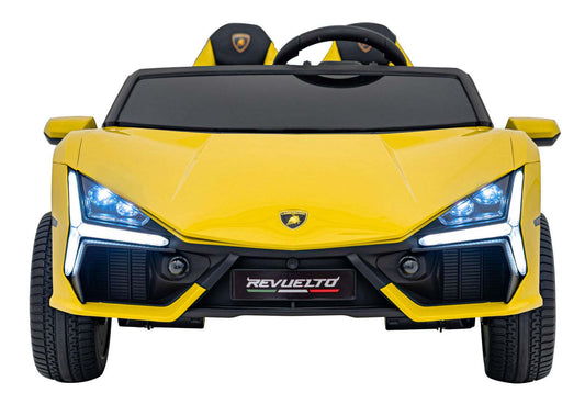 Pojazd Lamborghini Revuelto XL żółty samochodzik elektryczny dla dzieci z LED światłami i pilotem zdalnego sterowania