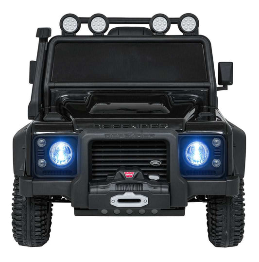 Land Rover Defender 110 SVX black remote control children's off-road vehicle with LED lights and durable design