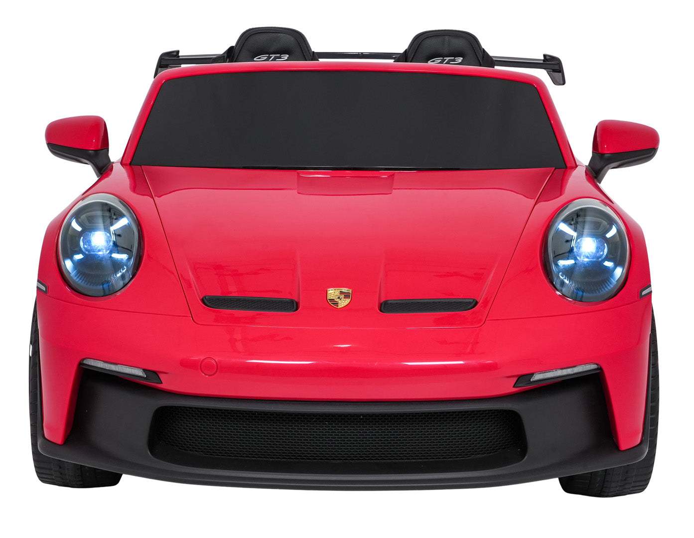 Czerwony samochód zabawkowy Porsche 911 GT3 dla dzieci z pilotem 24V i świecącymi światłami LED
