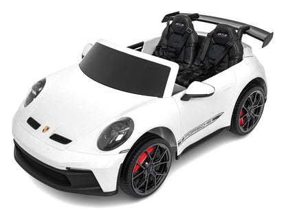 Biały Porsche 911 GT3 pojazd dla dzieci 24V, dwumiejscowy zdalnie sterowany samochód na baterie z 3 prędkościami i LED światłami