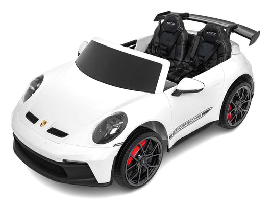 Biały Porsche 911 GT3 pojazd dla dzieci 24V, dwumiejscowy zdalnie sterowany samochód na baterie z 3 prędkościami i LED światłami