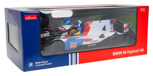 Rastar Autko RC BMW M Hybrid V8 1:14 scale white model car with realistic details and LED lights in display box