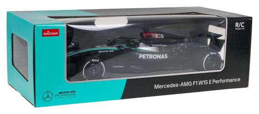Bolid RC 1:12 Mercedes AMG F1 W15 RASTAR zdalnie sterowany model samochodu wyścigowego w czarnym opakowaniu