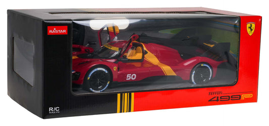 Rastar Ferrari 499P 1:14 scale remote control car model in red and yellow packaging