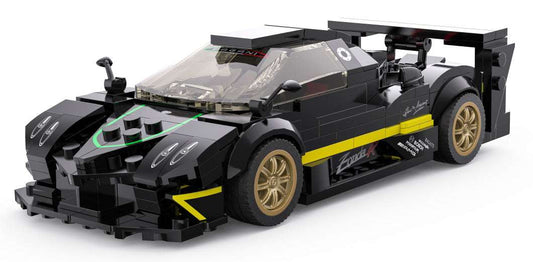 Autko 1:28 Pagani Zonda R model z czarnego plastiku z detalami i gumowymi kołami