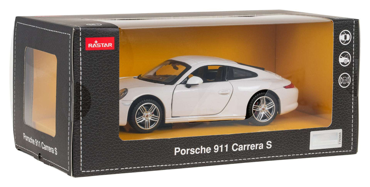 Biały model Porsche 911 Carrera S 1:24 z metalową karoserią od RASTAR w oryginalnym opakowaniu