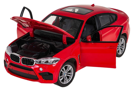RASTAR Autko Metalowe czerwony model BMW X6M 1:24 metalowy kolekcjonerski SUV z otwieranymi drzwiami i maską