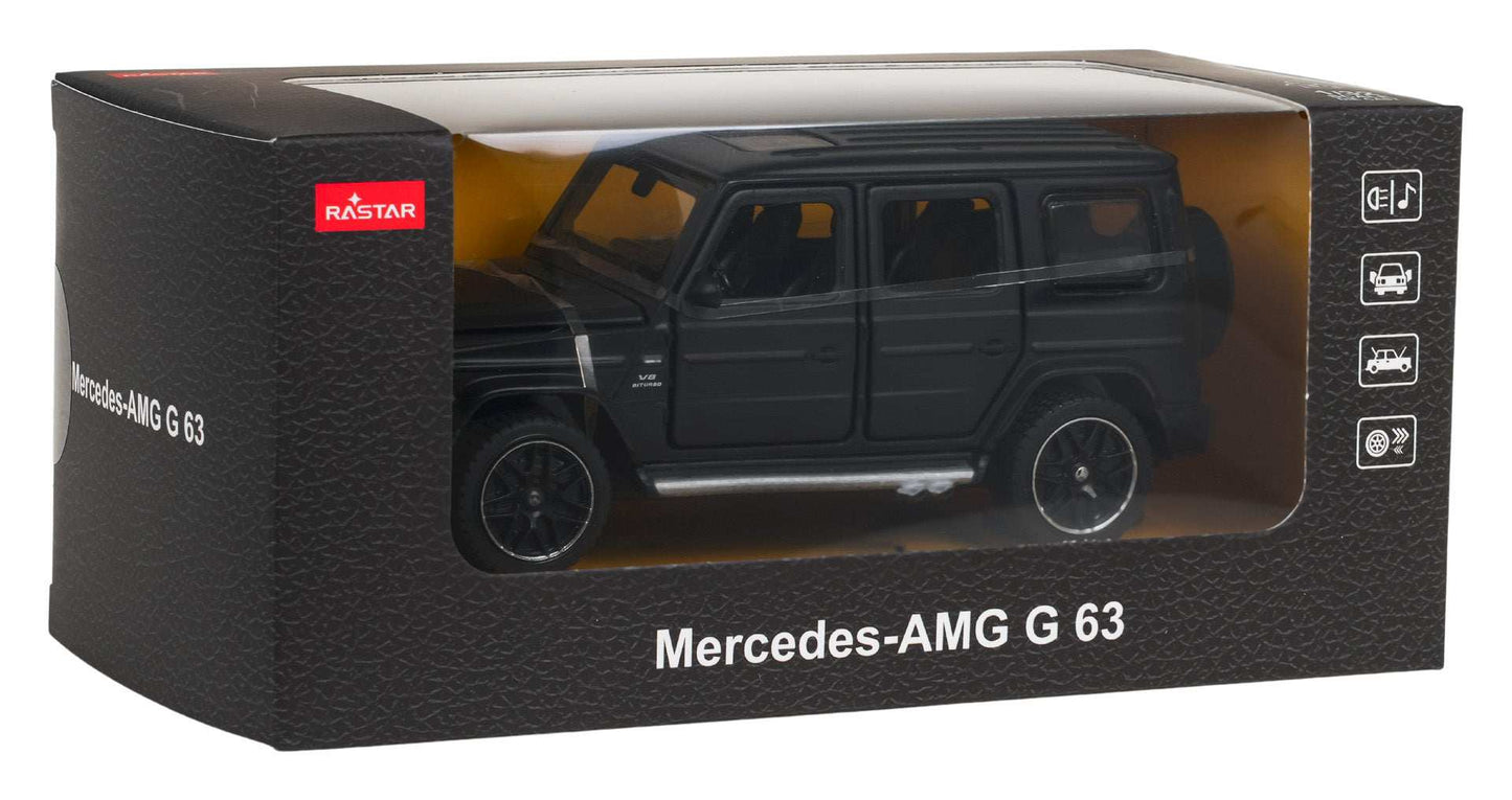 Metalowa replika modelu Mercedes AMG G63 1:32 z dźwiękiem i otwieranymi drzwiami w opakowaniu RASTAR