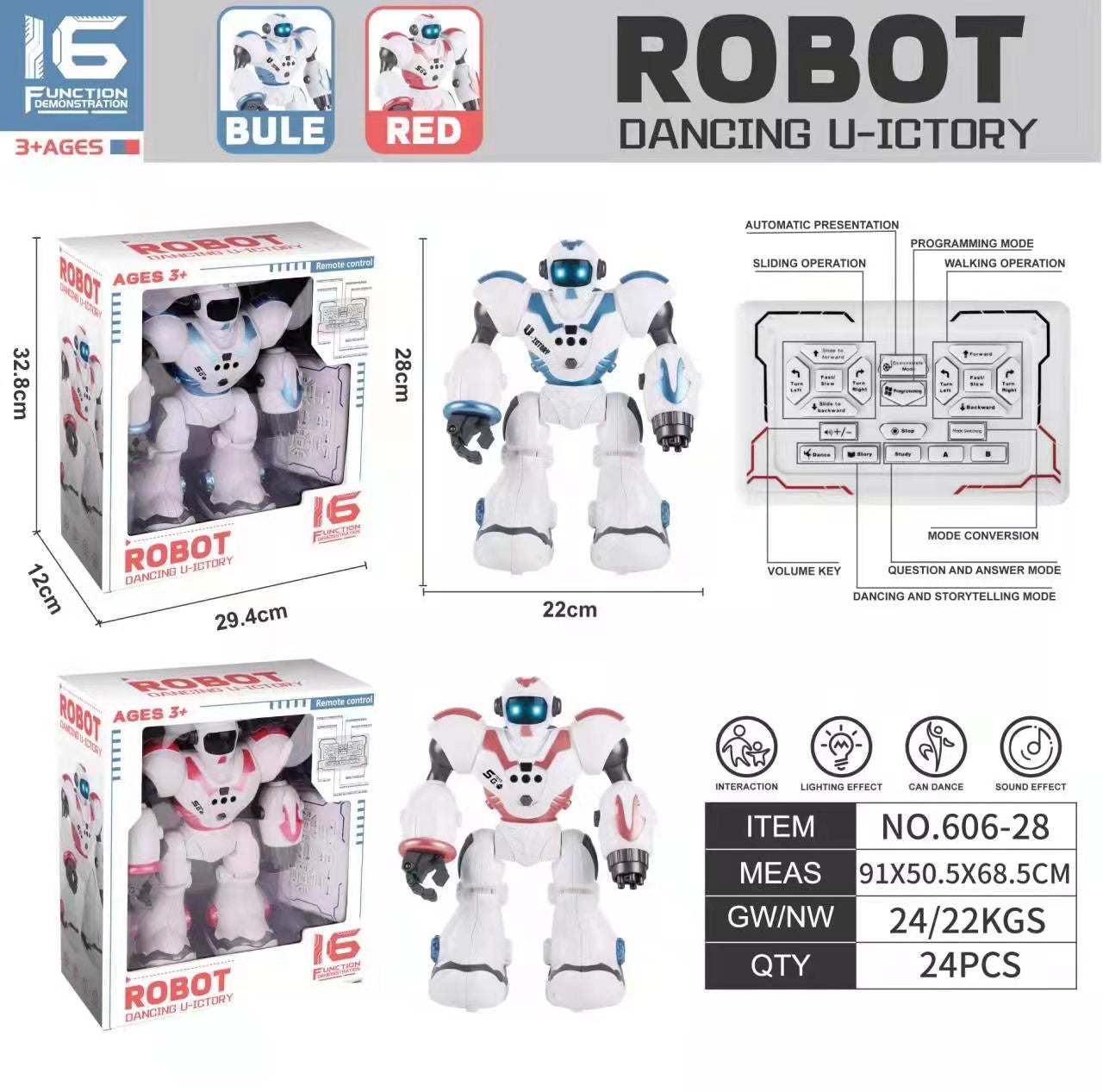 Wielofunkcyjny Robot U-ICTORY niebieski interaktywny zabawka edukacyjna do domu
